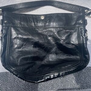 Black leather coach purse